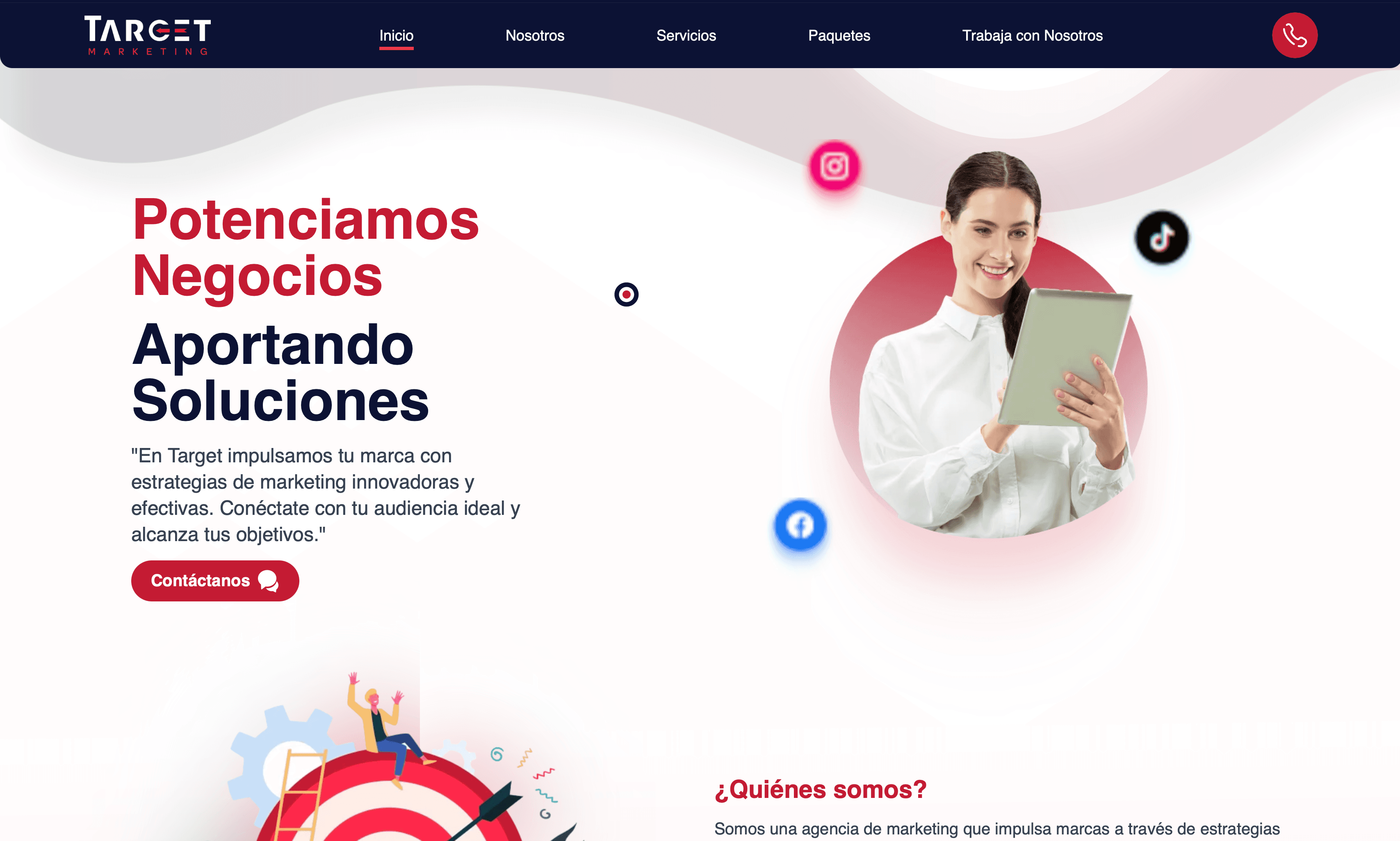 Vista del sitio web Target Marketing Perú